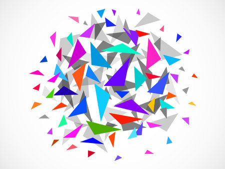 Abstract polygonal ball. Explosion of chaotic triangles. vector backgroundのイラスト素材