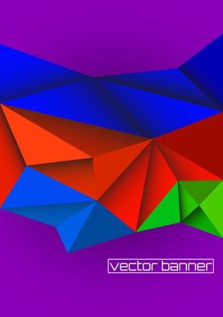 Abstract vector banner, geometric colorful background with triangular polygonsのイラスト素材