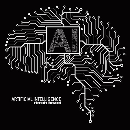 Abstract technological brain with Artificial Intelligence. Circuit board brain. Vectorのイラスト素材
