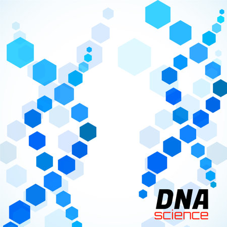 Abstract spiral of DNA, hexagon elements. Isolated on white backgroundのイラスト素材