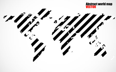Abstract World map with black and white lines. World stripes mapのイラスト素材