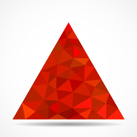 Red triangle with triangles on white background. Geometric logoのイラスト素材