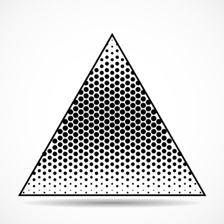 Abstract triangle with halftone dots. Geometrical logo. Vector design elementのイラスト素材