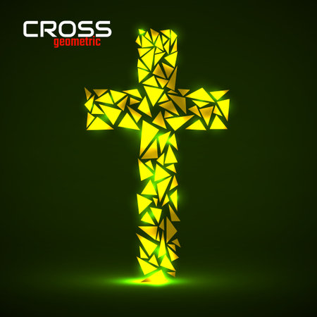 Christian cross of triangles. Religious Symbol. Vector illustrationのイラスト素材