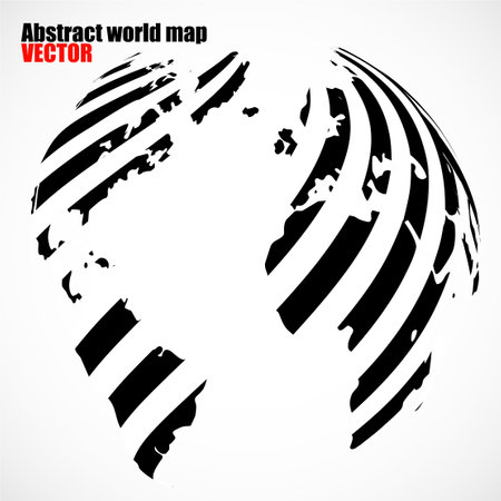 Abstract globe World map with black and white lines. World stripes mapのイラスト素材
