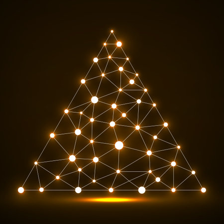 Abstract network in triangle with glowing dots and lines, network connectionsのイラスト素材