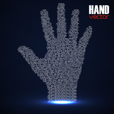 Abstract hand made of letters. Creative ideaのイラスト素材