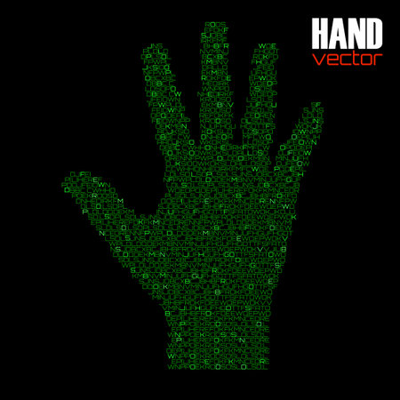 Abstract hand made of letters isolated on white background. Creative ideaのイラスト素材