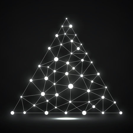 Abstract network in triangle with glowing dots and lines, network connectionsのイラスト素材