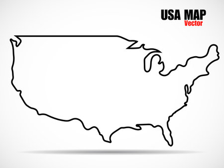USA map isolated on white background. Outline USA map vector iconのイラスト素材
