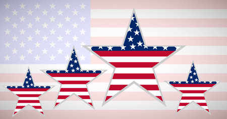 USA flag in star shape on background American flag. vector illustration