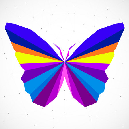 Abstract butterfly of colorful triangles, polygonal geometric structure. vector designのイラスト素材