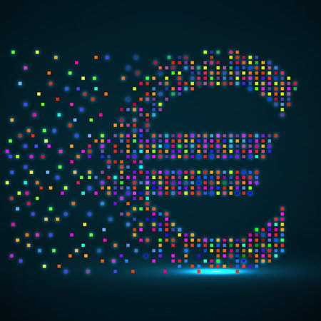 Euro of colorful pixels with an explosion. vector illustrationのイラスト素材