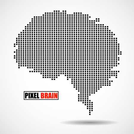 Pixel brain isolated on white background. Vector logoのイラスト素材
