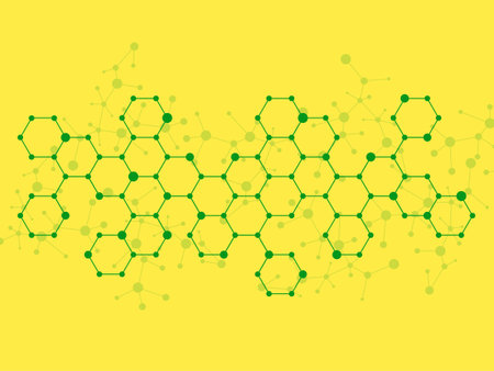 Abstract hexagonal molecules, molecular structure of DNA. Technology background and science designのイラスト素材