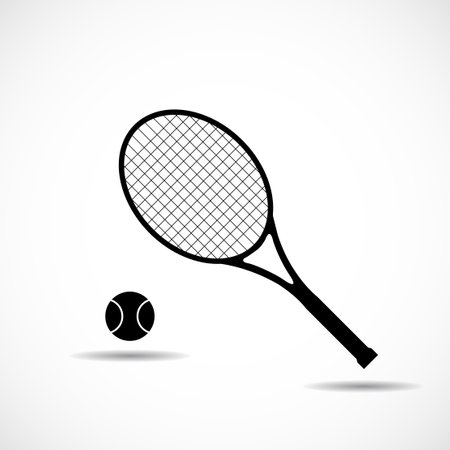 Tennis racquet with ball isolated on white background. with sports equipment. vector illustrationのイラスト素材
