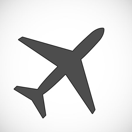 Airplane silhouette isolated on white background. Plane symbol. Travel icon. Vector illustrationのイラスト素材