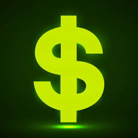 Neon dollar symbol. USD currency symbol. Vector illustrationのイラスト素材