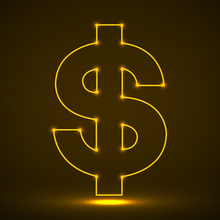 Neon dollar symbol. USD currency symbol. Vector illustrationのイラスト素材