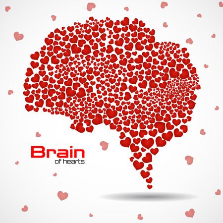 Abstract brain of red hearts. Valentine's day. Vector illustrationのイラスト素材