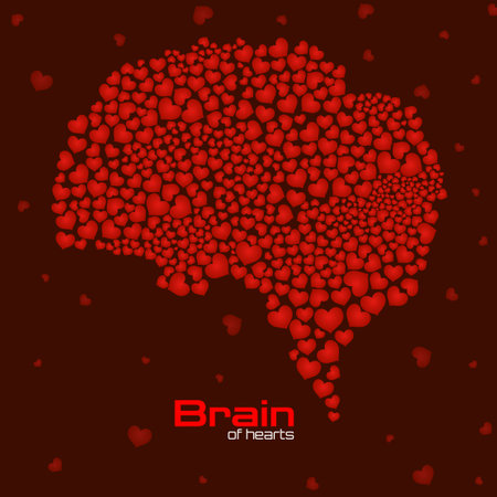 Abstract brain of red hearts. Valentine's day. Vector illustrationのイラスト素材