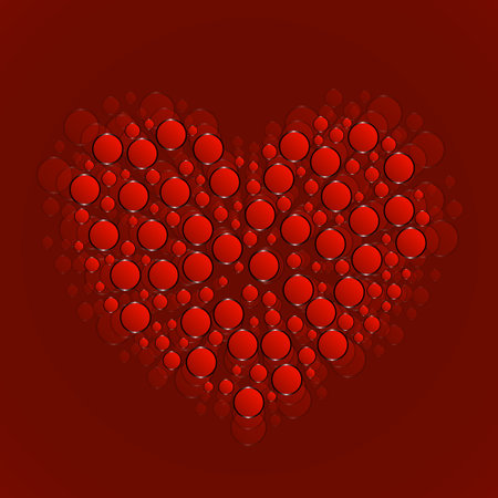 Abstract heart of red circles. Valentine's Day symbolのイラスト素材