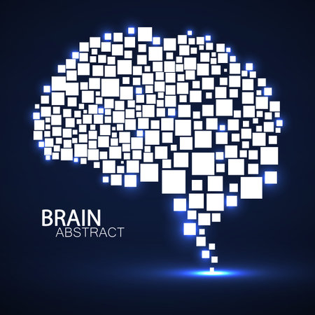 Abstract brain of glowing squares, concept artificial intelligence