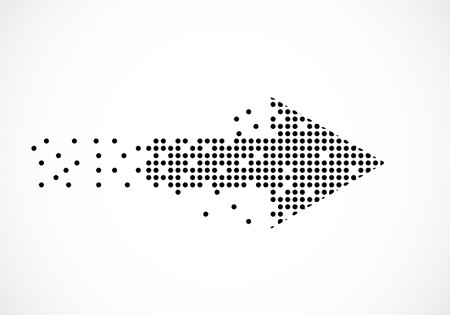 Pixel arrow, isolated dotted graphic element, vector illustrationのイラスト素材