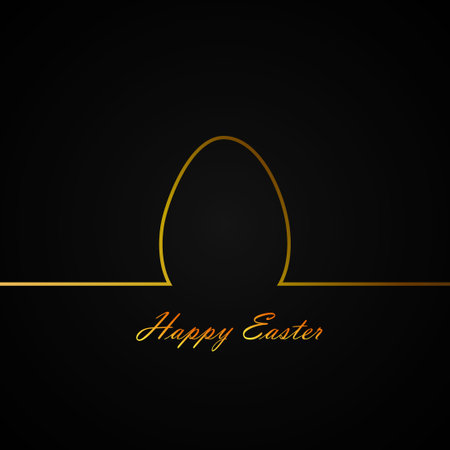 Happy Easter. Easter egg. Symbol Easter with golden glitter frame, holiday background. Vector illustrationのイラスト素材