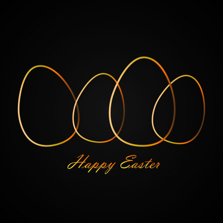 Happy Easter. Easter eggs. Symbol Easter with golden glitter frame, holiday background. Vector illustrationのイラスト素材
