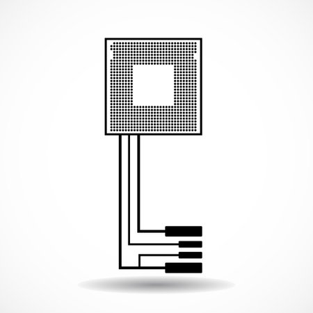 Technology key with circuit board and cpu on white background. Vector illustrationのイラスト素材