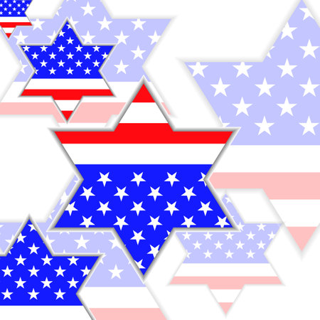 Stars of David with american flag inside. Vector illustrationのイラスト素材