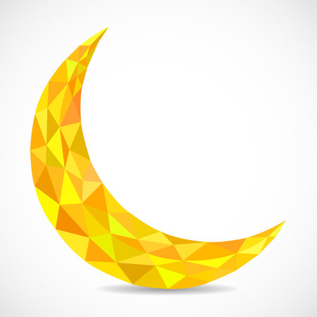 Polygonal geometric moon, islamic logo. Vector illustrationのイラスト素材