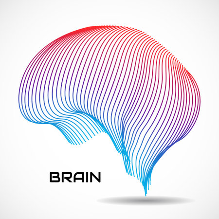 Abstract human brain. Logo with colorful linesのイラスト素材