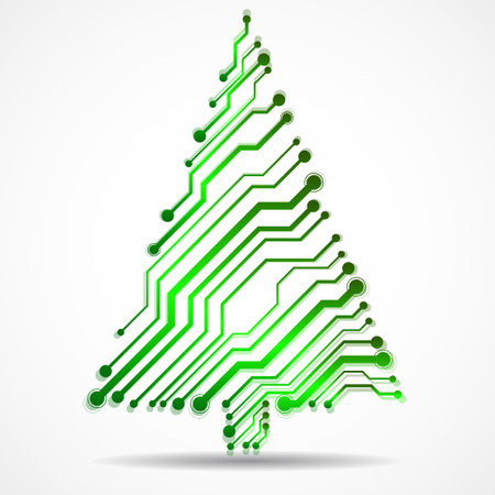 Abstract technology Christmas tree, circuit boardのイラスト素材
