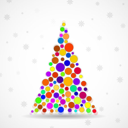Abstract colorful christmas tree of circles on white background. Vector illustrationのイラスト素材