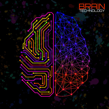 Left right human brain concept. Logic part and creative part, analytical vs creativityのイラスト素材