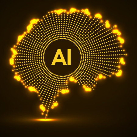 Abstract glowing human brain of dotted. Concept of neural connections, artificial intelligence. Vector illustrationのイラスト素材