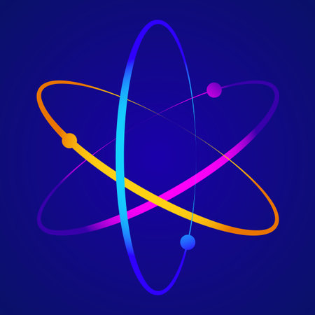 Atom icon. Colorful  isolated on white background. Science symbol. Vector illustration