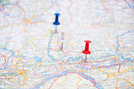 Two pins on a map
