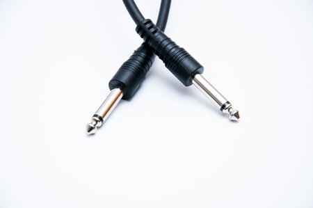Two sound connectors on a white backgroundの写真素材