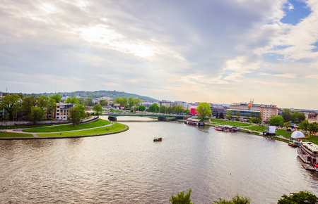 Vistula river in Krakow, view from the heightの写真素材