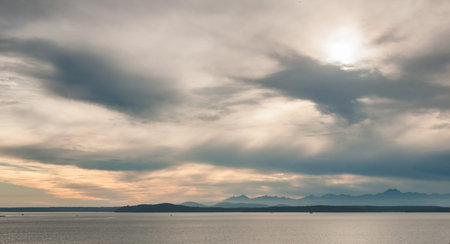 Cloudy sky over the bay near Seattle