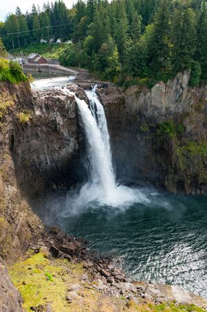 Aerial view of the waterfall near Seattleの写真素材