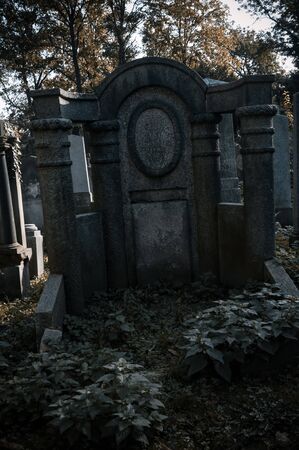 Wroclaw, Poland - October 15, 2017: An ancient entombment on the old cemetery, few days before Halloween celebrationのeditorial素材