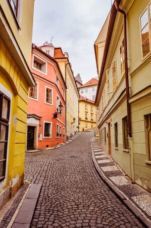 Cute narrow street between the old buildingsの写真素材