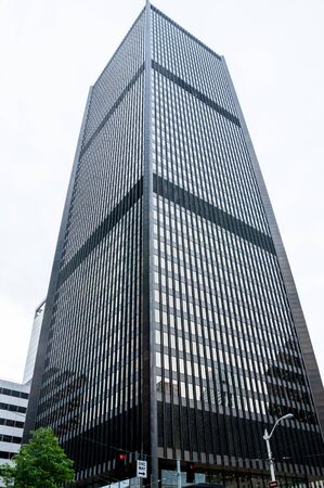 Black skyscraper in the downtown business areaの写真素材