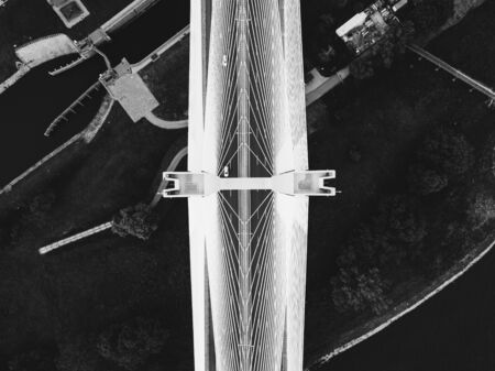Top of the white bridge on a desaturated shotの写真素材