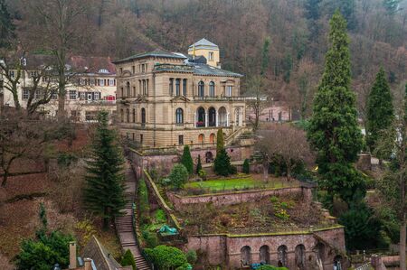 Big old private house in the middle of the park on the hillの写真素材