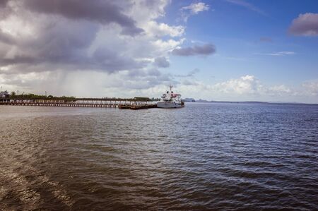 Late afternoon in the abandoned harbourの写真素材